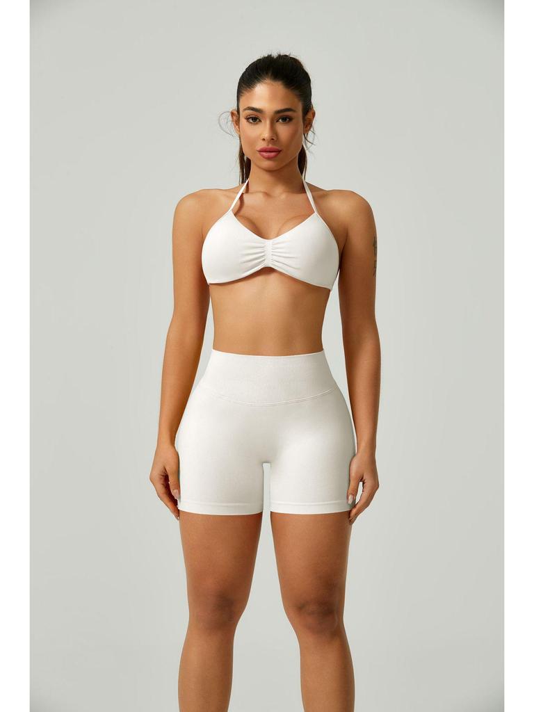 European Halter Neck Seamless Yoga Bra: Sexy, High Elasticity, Matte Finish, Beautiful Back Design