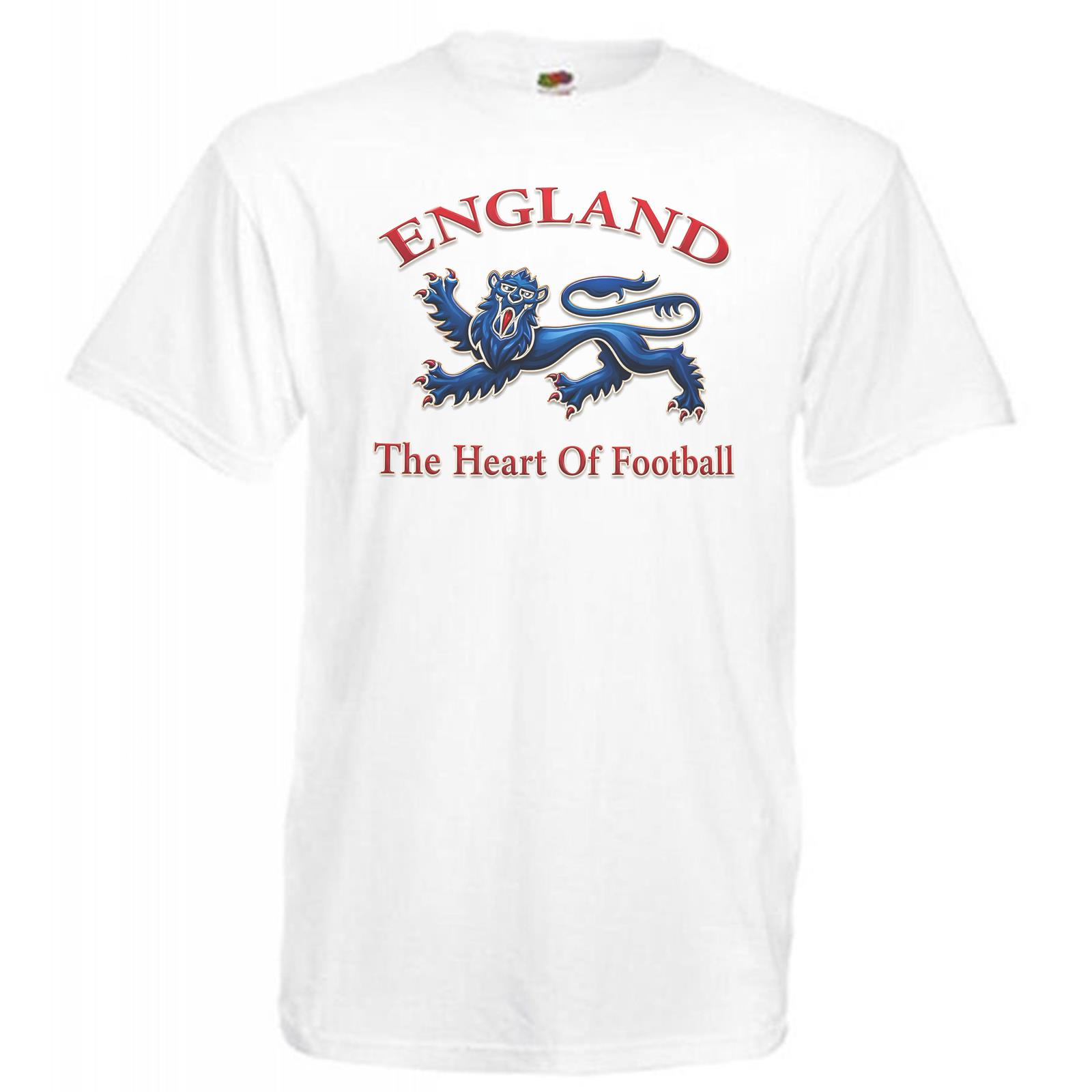 Adults English Lion Heart Of Football England Supporters Unisex White TShirt 2XL