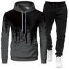 2026 Men's Sporty Slim Fit Graffiti Print Hooded Set