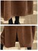 2025 Winter Women's Long Loose Fit Washed Cotton Corduroy Skirt with Square Neck and Slit, Stylish and Slimming Design