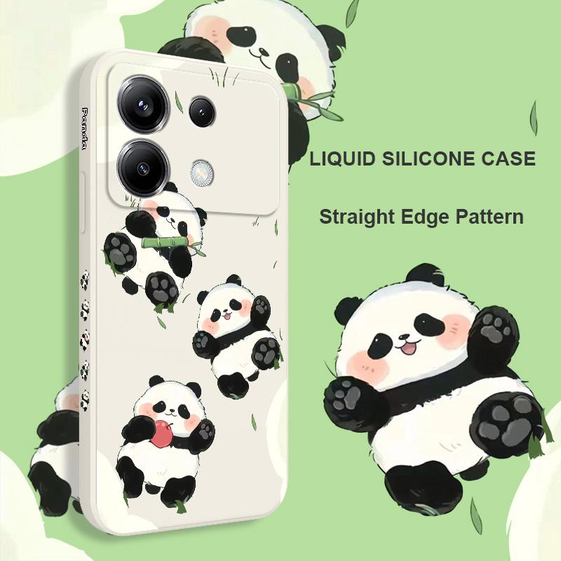 Grass Panda Phone Case For Xiaomi Poco X6 F6 M6 M5 M5S F5 X5 F4 X4 M4 F3 M3 X3 Pro 4G 5G GT Silicone Cover