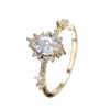 Luxury Female White Zircon Stone Engagement Rings for Women Gold Color Wedding Bands Jewelry Party Gifts