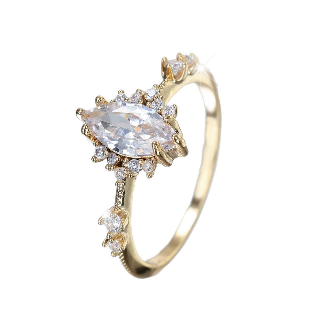 Luxury Female White Zircon Stone Engagement Rings for Women Gold Color Wedding Bands Jewelry Party Gifts
