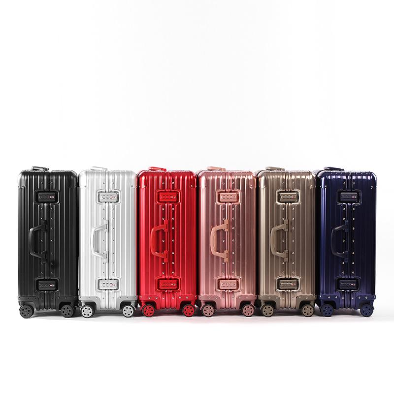 Premium Aluminum-Magnesium Alloy Suitcase with Universal Wheels - Fashionable Hard Shell Luggage for Students