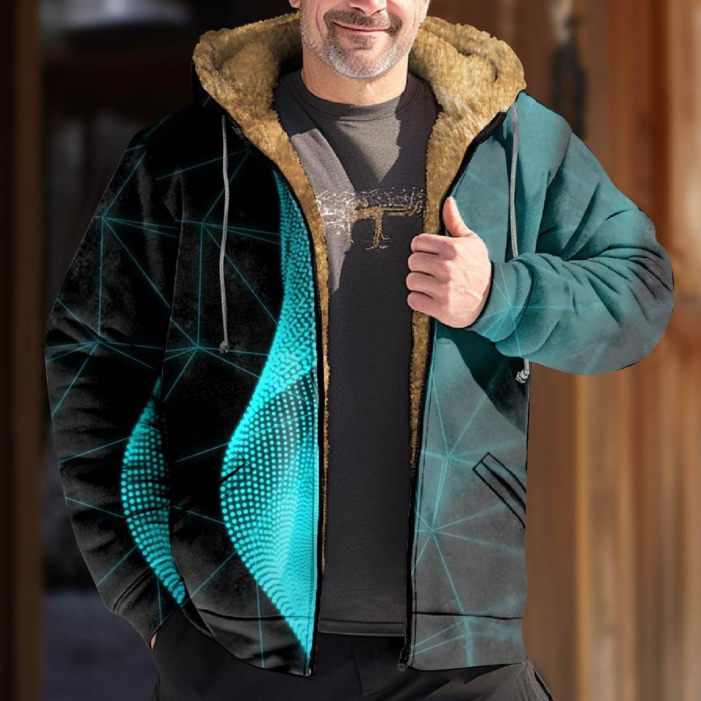 Herrjacka med tryck Herr Vår Och Casual Trend Dragkedja Huva