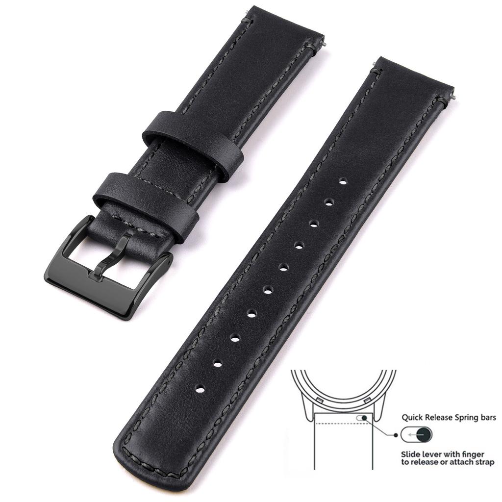 Genuine Leather Top Grain Watch Band, Quick Release 20mm/22mm Watch Strap, Fits Samsung Galaxy Watch, Men and Women Watch band