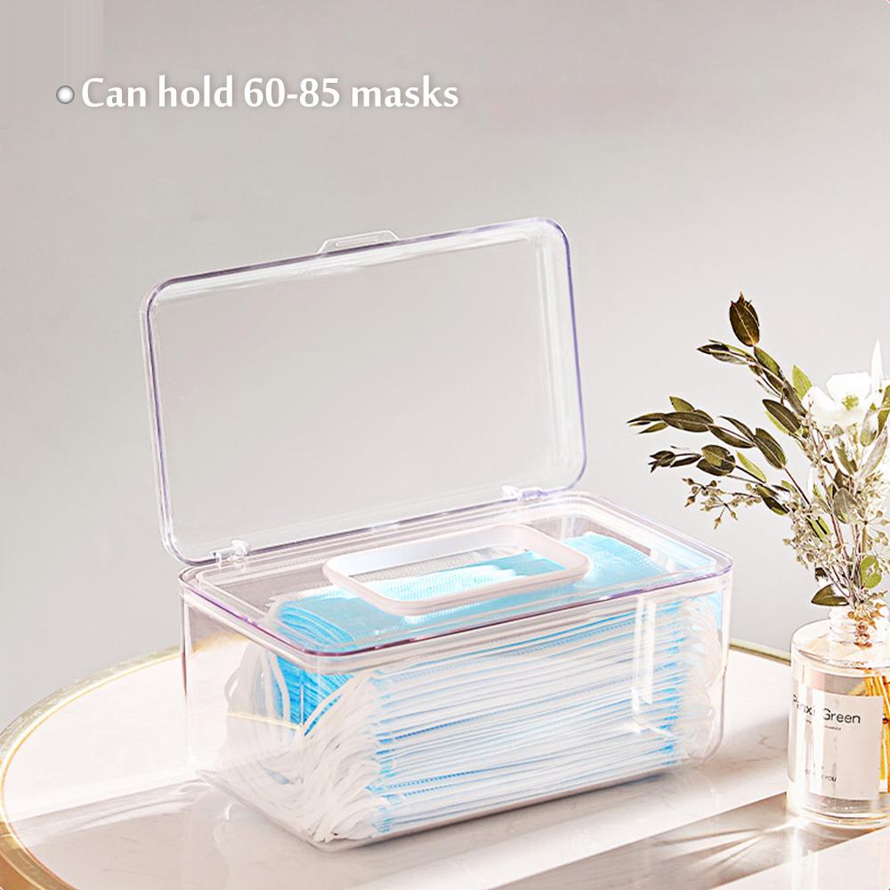 

Прозрачный ящик для хранения масок с пружиной, большой вместительный органайзер для бытовых салфеток, настольная стойка для хранения, чехол с крышкой Transparent прозрачный