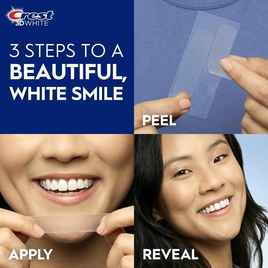 Sada 11 proužků Crest 3D White Rapid Smile Makeover na bělení zubů, koncentrace 10 %, 14denní kúra, 45 minut na sezení, úroveň bělení 10