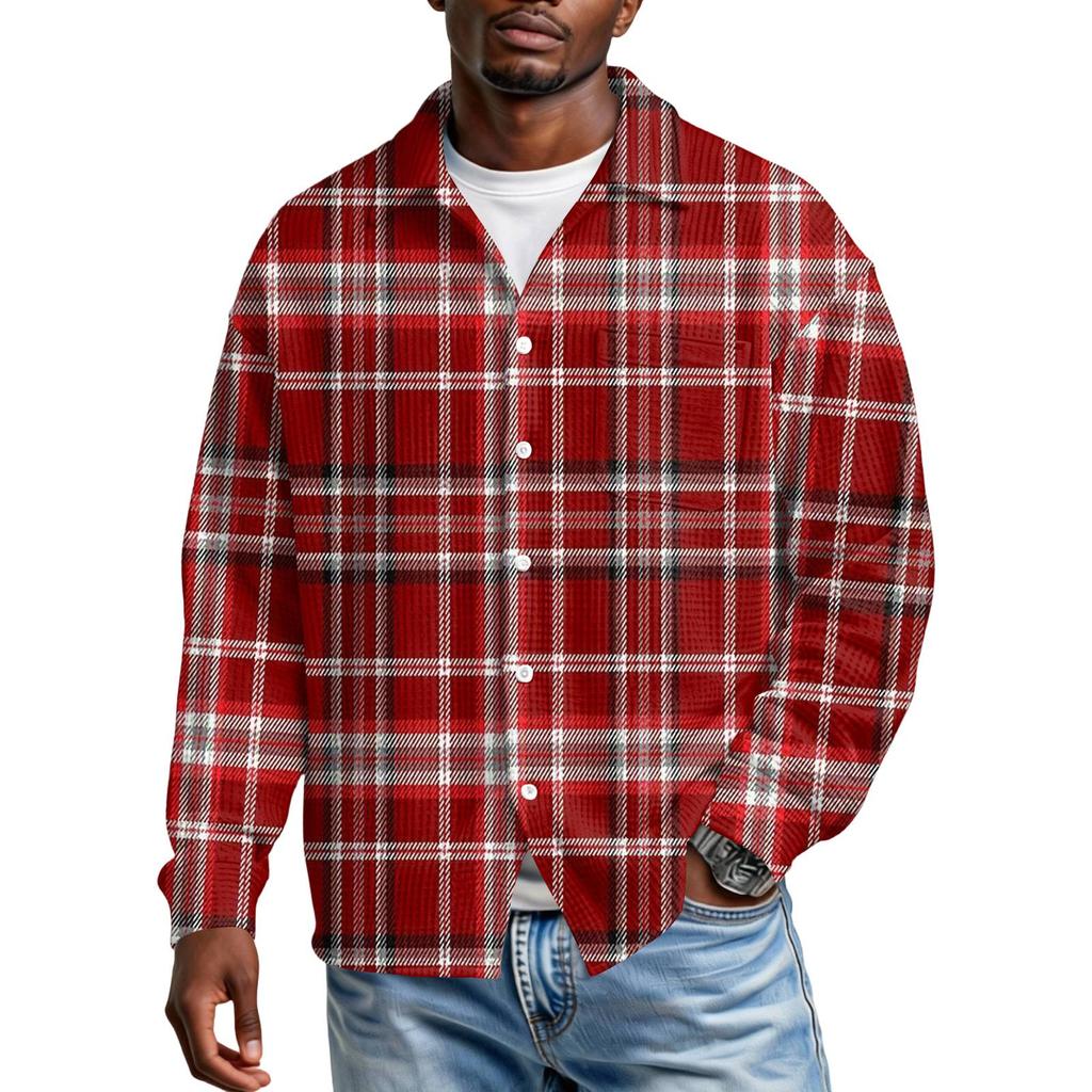 Herren Freizeit Hemd mit Knopfleiste und Tasche, langärmlig