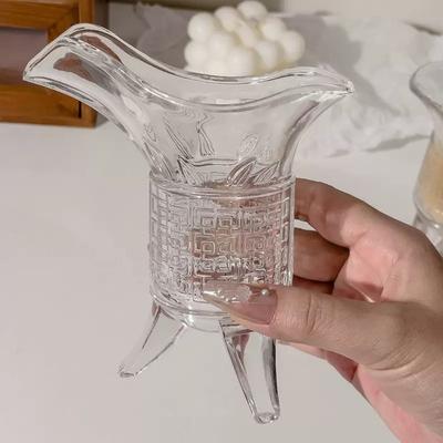 Neue Retro Chinesische Kaiser Tasse Dreifuß Basis Chinesisches Wein Kristallglas Tasse Antike Whiskey Shot Glas