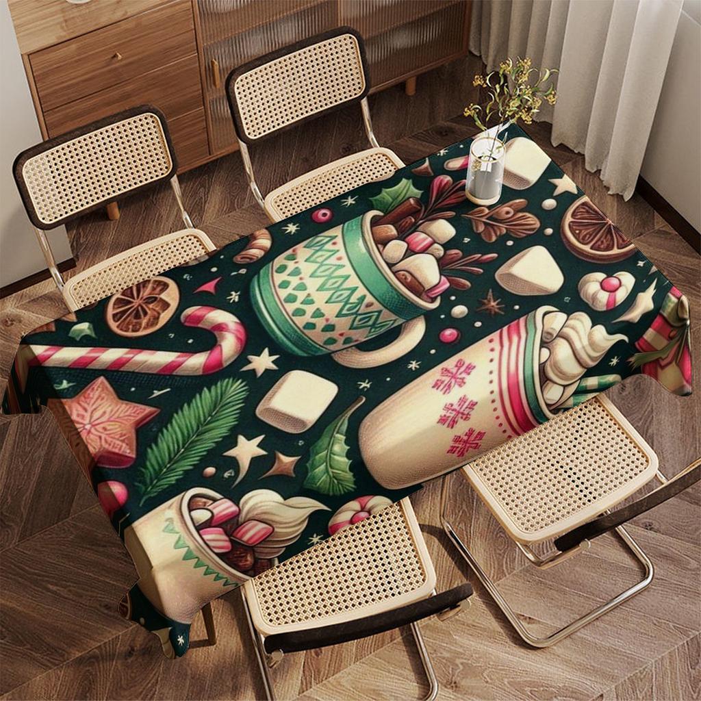 Christmas Floral Pattern Tablecloth Restaurant Kitchen Tablecloth Living Room Home Decoration Rectangular Party Decoration
