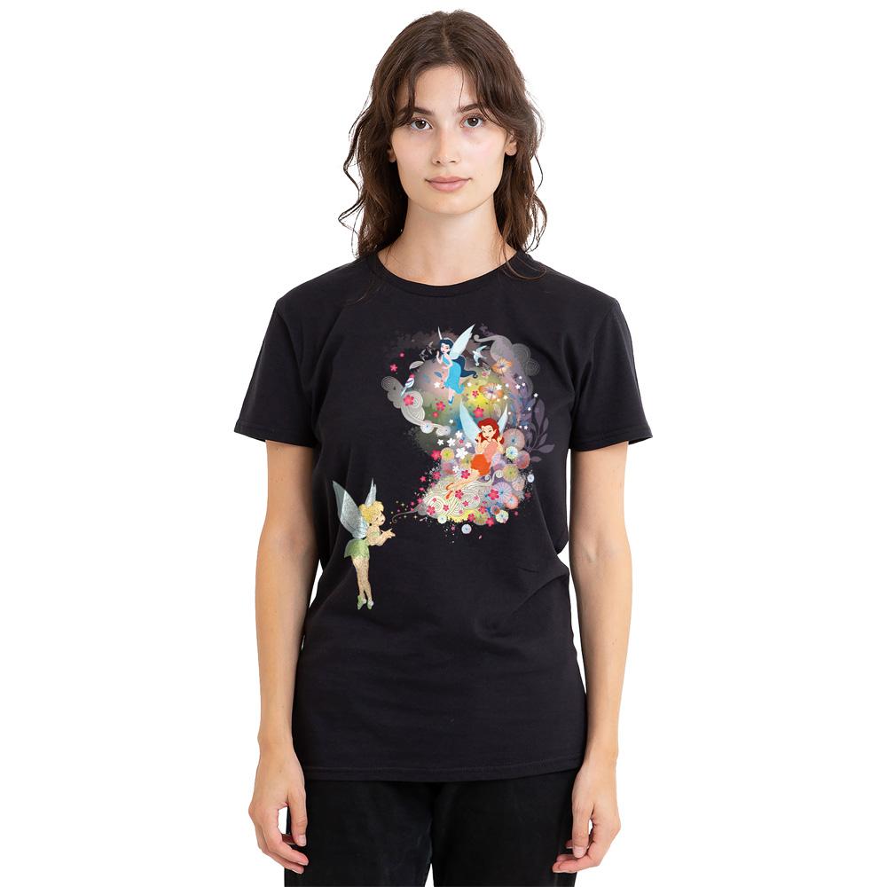 Disney Fairies Unisex Adult Fun Tinker Bell Rosetta Silvermist Floral T-Shirt