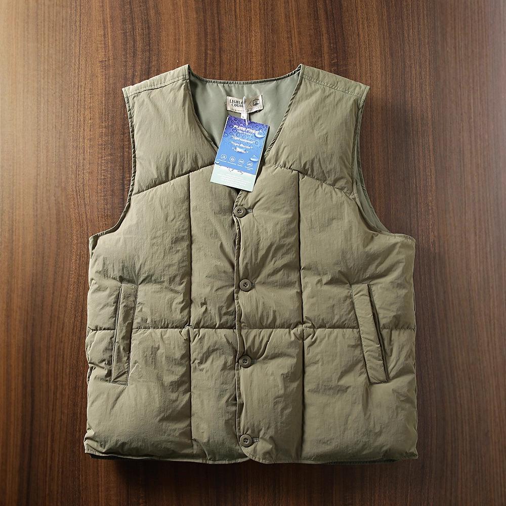 Men's Retro Thickened Warm Cotton Vest: Winter Hong Kong Style Solid Color Sleeveless Jacket