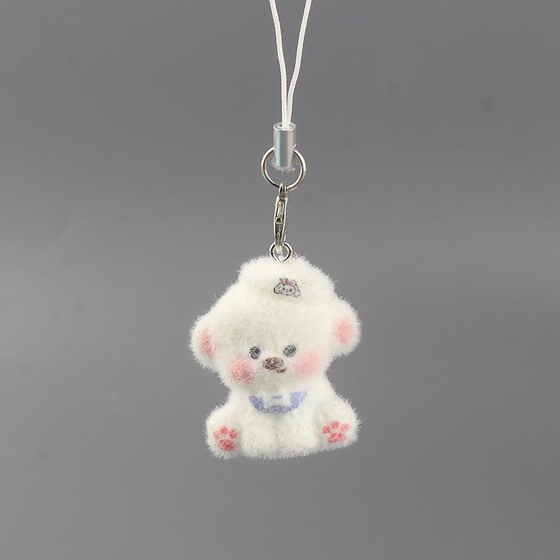 3D Beflockte Tieranhänger Handy-Schlüsselanhänger Lanyard Hängender Charme Taschenanhänger Paar-Schlüsselanhänger