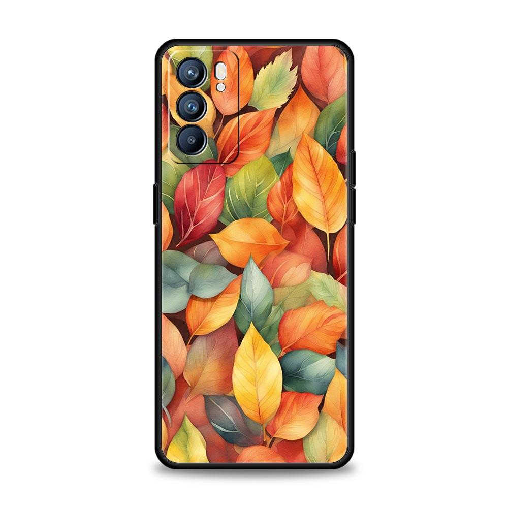 Cartoon Leaf Phone Case For Oppo A17 A31 A54 A57 A78 A79 A98 Find X5 X6 Reno 6 7 8 10 11 12 13 F Pro 5G Soft TPU Cover Funda Bag