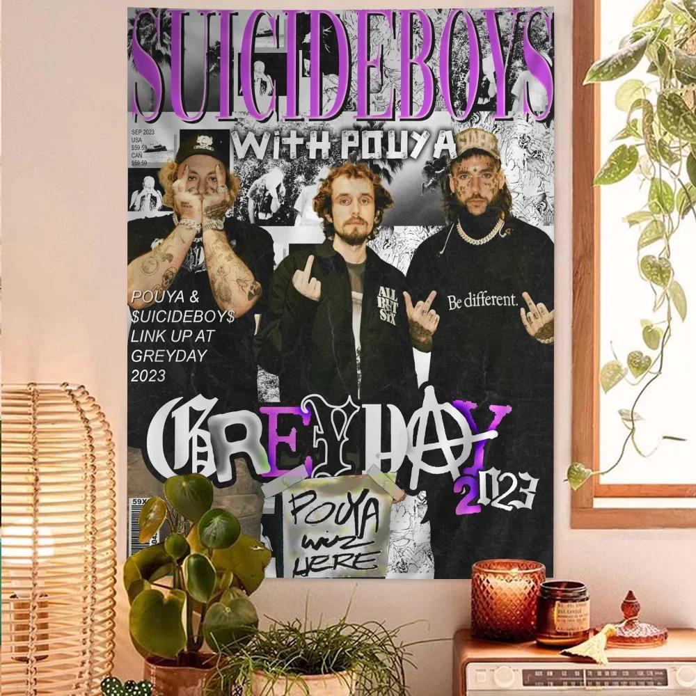Singer Suicideboy Colorful Tapestry Wall Hanging Hippie Flower Wall Carpets Dorm Decor Wall Art Decor 100X70CM