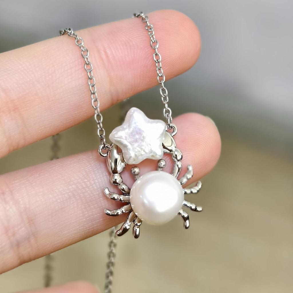 Ocean Natural Pearl Series Pendant Cute Pearl Fish Zircon Pendant Necklace