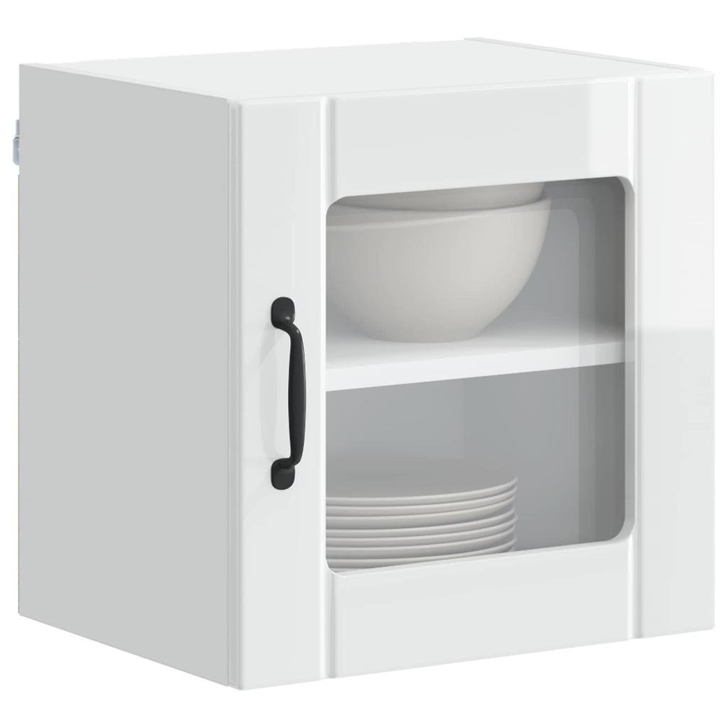 Lucca Wall Mounted Glass Cabinet High Gloss White 40 X 31 X 40 Cm