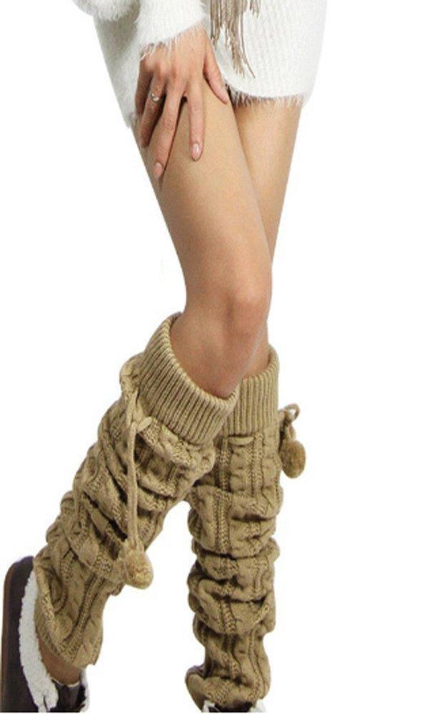 Folove Fluffy Long Knit Leg Cold Loose Ankle Perfect for and Warmers, Protection, Women's Thigh-Length Socks, Cute, Warm, Stylish, Warmers, Stretchy,