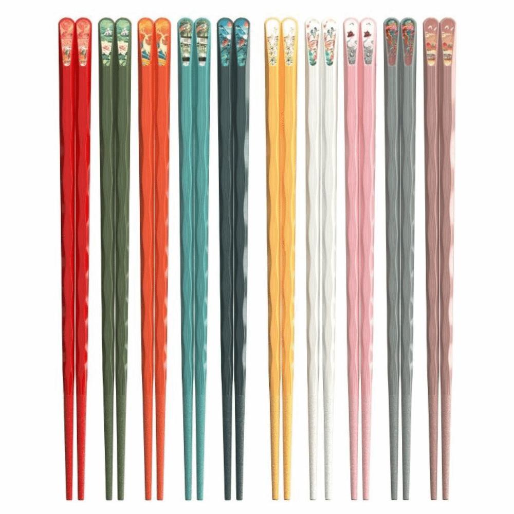 10Pairs Chinese Style Colourful Chopsticks Set Alloy Antifungal National Tide Chopsticks Food Grade Heat-resisting