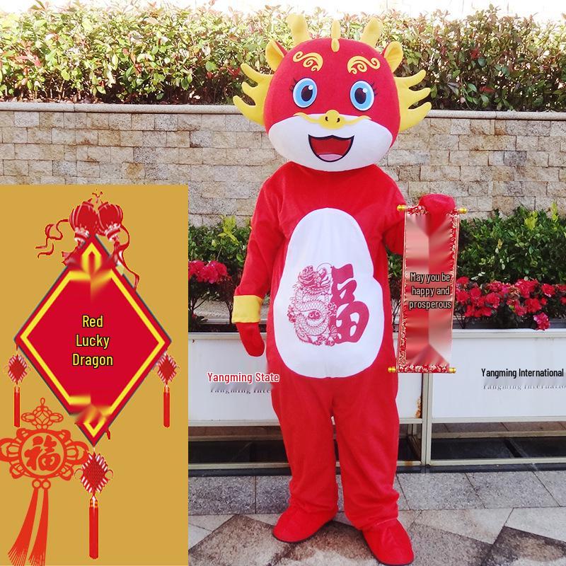 Dragon Zodiac Mascot Costume: New Year Cartoon Performance Outfit