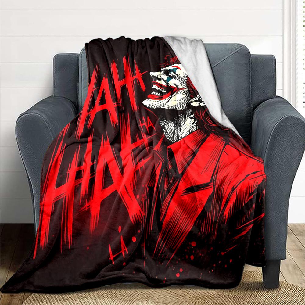 1pc Joker Laugh Flannel Throw Blanket Lightweight Soft Warm All Season Blanket for Sofa, Bed, Travel,L1028103