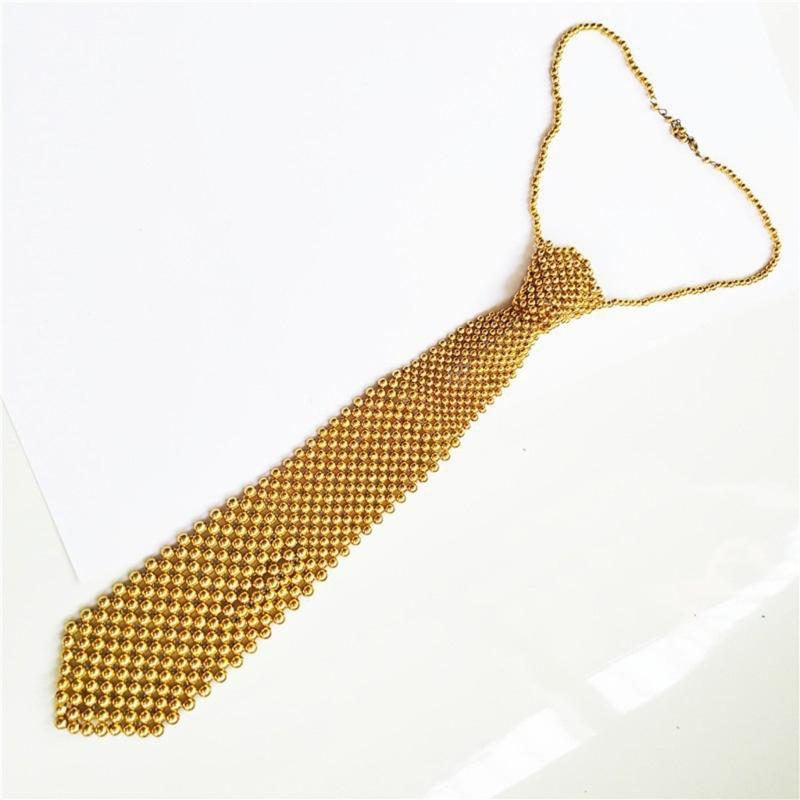 Handmade Pearls Neck Tie Unisex Simple Security Necktie Trendy Women's Tie for Business and Event