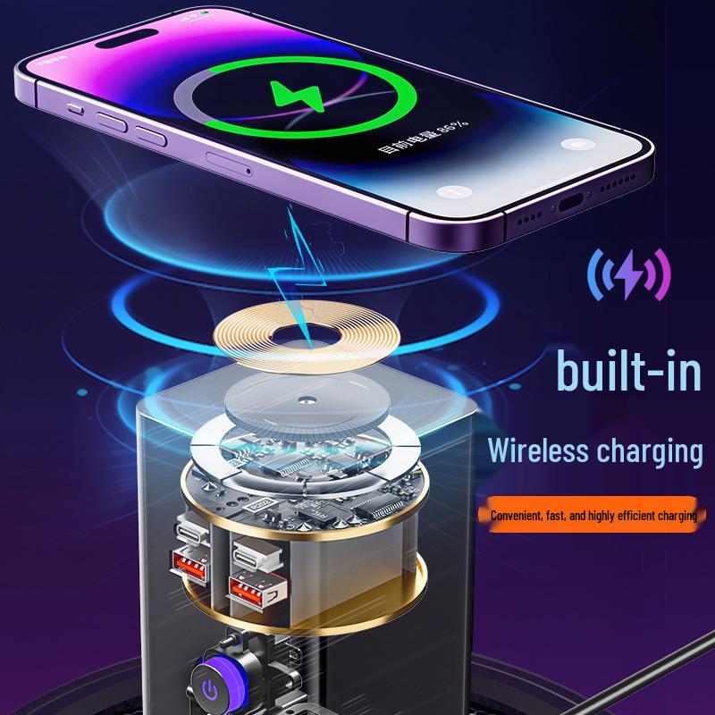 35W GaN Schnelllade-Steckdosenleiste mit USB & Kabellosem Desktop-Ladegerät