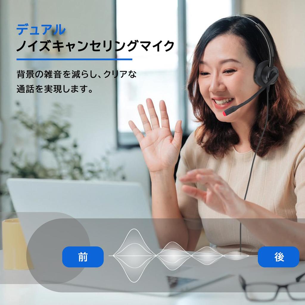 Headset USB connection ENC Double Noise Cancelling Wired Headphone Single Ear PC Headset Mac PC Compatible with Mute Function USB-A