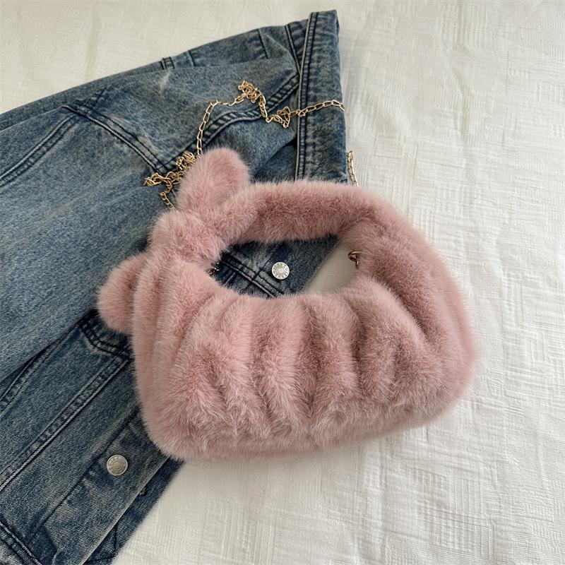 Fashion Plush Handbag Design Foreign Style Shoulder Messenger Bag Dumpling Bag