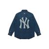 MLB New York Yankees Vintage Lockeres Denim-Hemd Mit Großem Logo-Print Unisex-Hemden Blau 3AWSN1014-50BLS