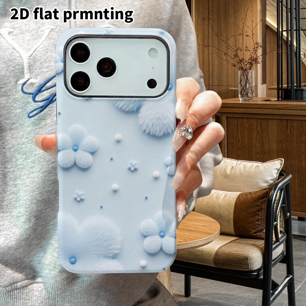 Phone Case: 2D Flat Design Suitable for iPhone 18 17 16 15 14 13 Pro Film Protective Case, Couple Style, Plush Little Flowers, Christmas and Halloween