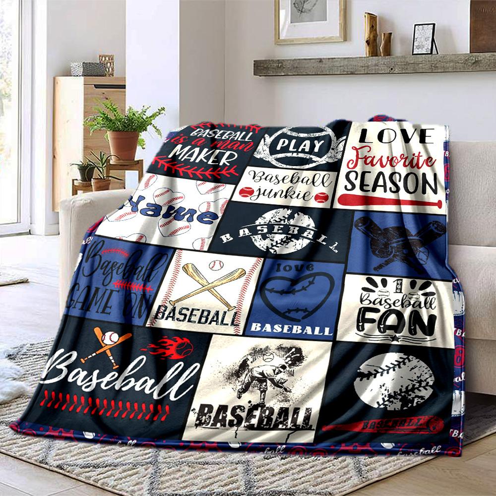 Baseball Home Customize Your Name Blankets Comfortable Soft Lightweight Multipurpose Blanket For Picnic Sofa Office Bed Living Room Suitable As Gifts