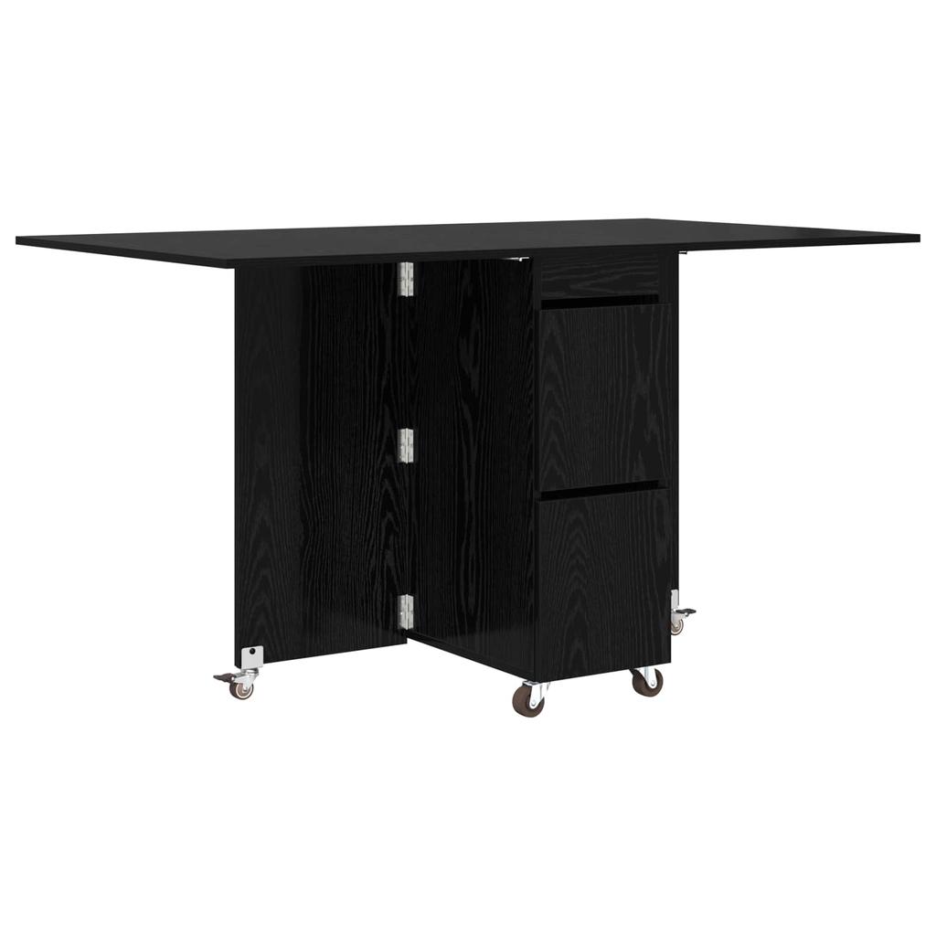 Dining Table Set 2 pcs 140 x 80 x 77 cm Engineered Wood Black Oak