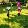 Romantic Courtyard Atmosphere Lights Solar Glass Cracked Ball Garden Light, Butterfly Hummingbird Metal Decorative Landscape Stakes for Stake