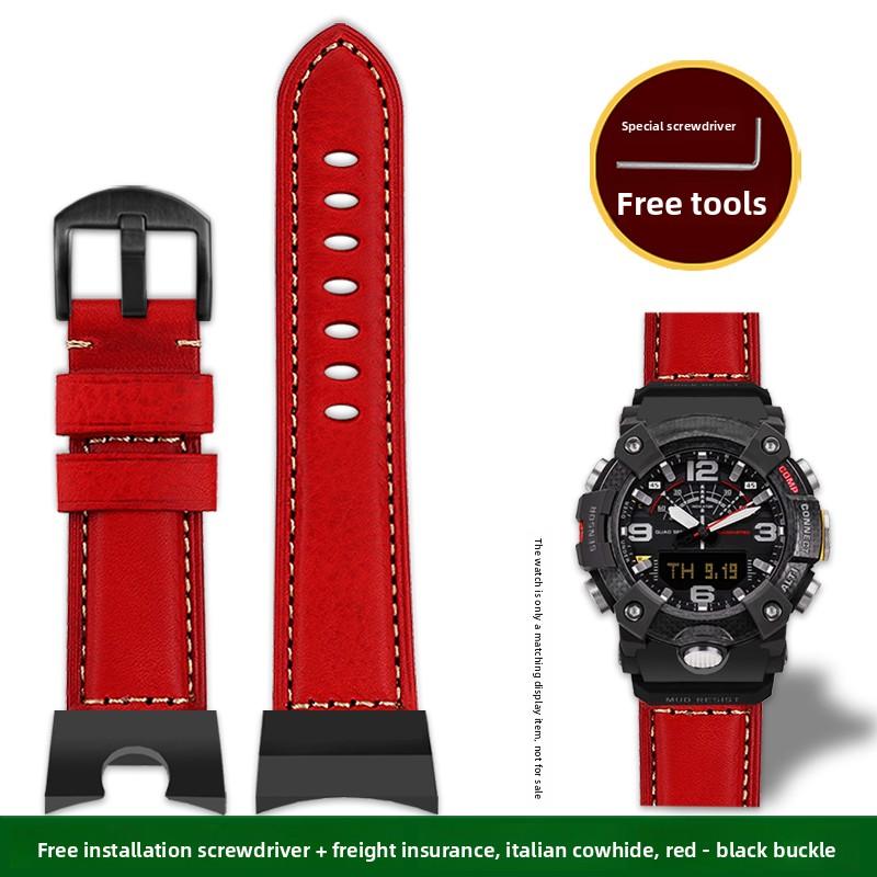 GG-B100 Bracelet de montre en cuir de vachette italienne Pour Casio G-Shock Little Mud King GG B100 Bracelet vintage en cuir véritable pour homme