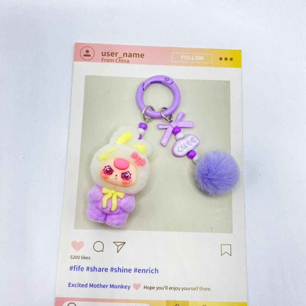 Flocking Gradual Change Standing Baby Three-year-old Cute Grain Doll Small Gift Bag Pendant Car Keychain Cute Baby