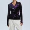 Women's Fashion Casual Print V-Neck Long Sleeve Button-Down Top