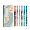 6pcs Floral Rollerball Pens Sakura Flower Cherry Blossom Fine Point 0.5mm Quick-Drying Liquid Ink Durable Plastic Material