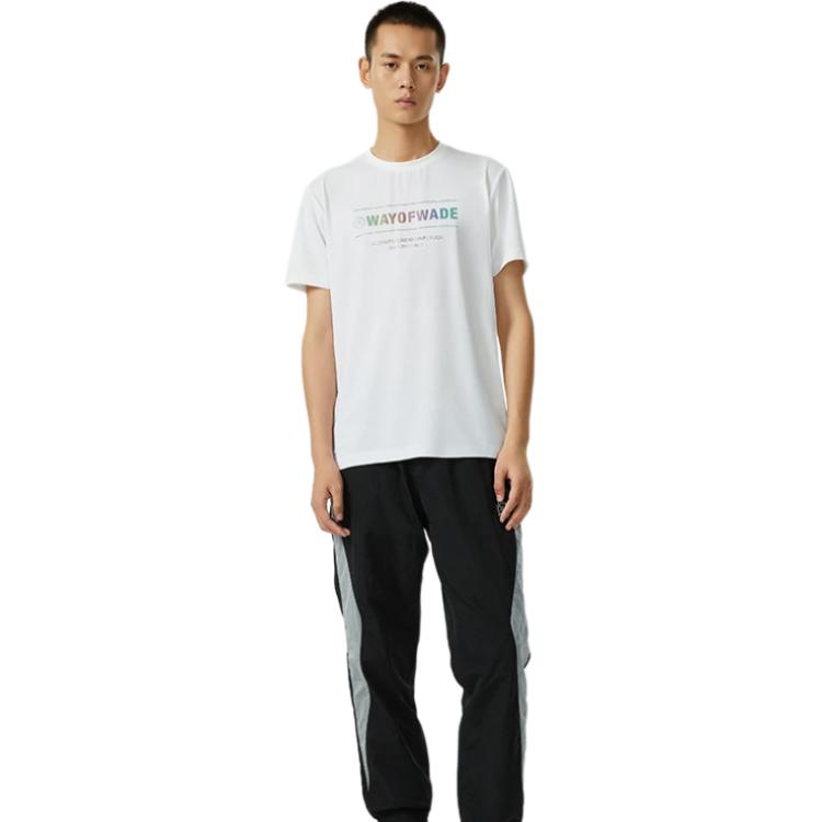 Li Ning Wade Series Reflective Letter Quick-Dry Sports Crew Neck Short Sleeve T-Shirt Men Tops White ATSR287-4