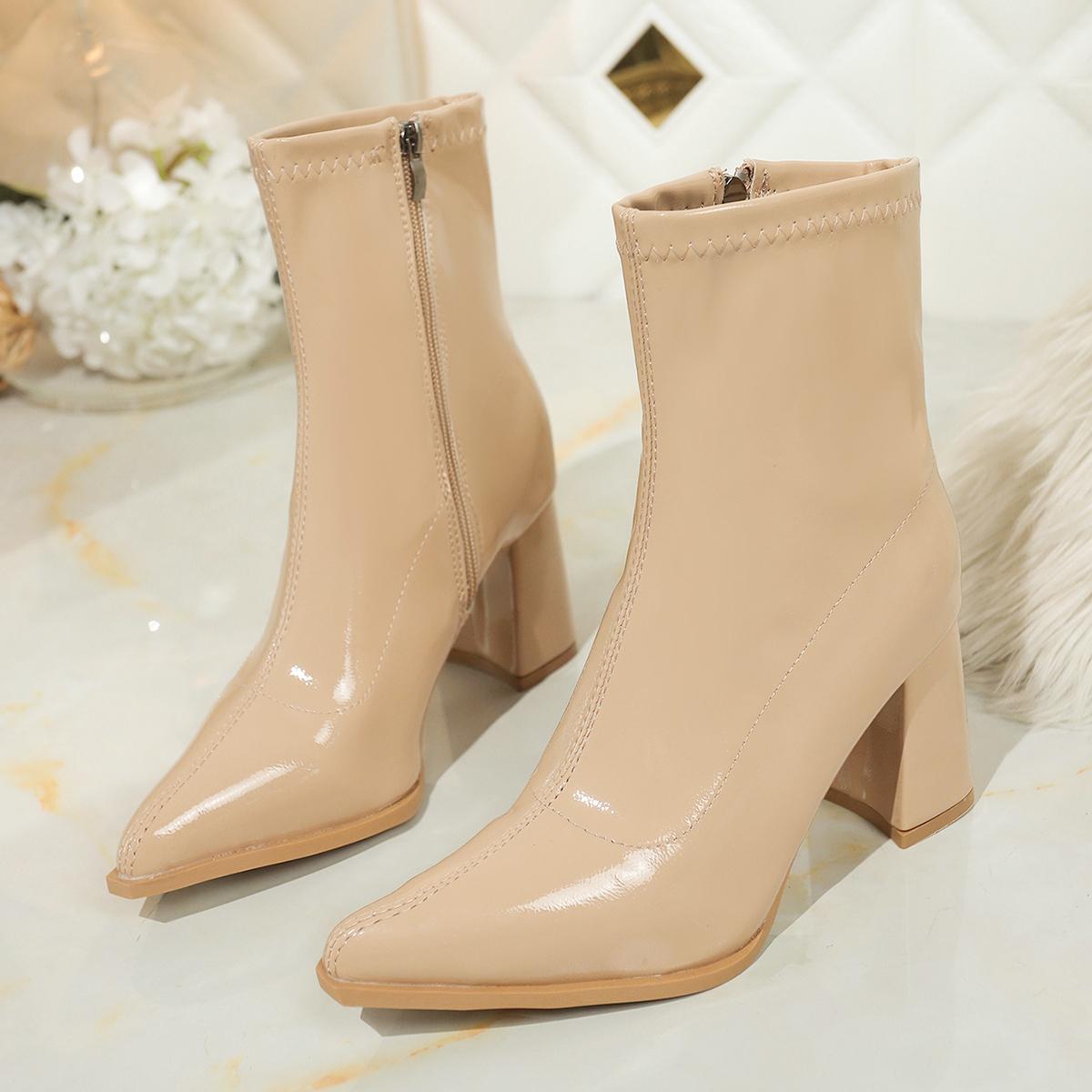 

Модные женские ботильоны на высоком каблуке с острым носком, сексуальная обувь для женщин 2025, новые классические повседневные ботинки на молнии сбоку, женские ботинки, боты 35