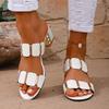 White High Heels Sandals for Women Square Toe Metel Decor Summer Outdoor Slippers Woman Thin Heeled Party Wedding Shoes
