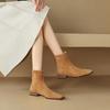 Krazing Pot Sheep Suede Nubuck Autumn Winter Shoes Low Heels Size 43 Modern Boots Square Toe Zipper Retro Ankle Boots