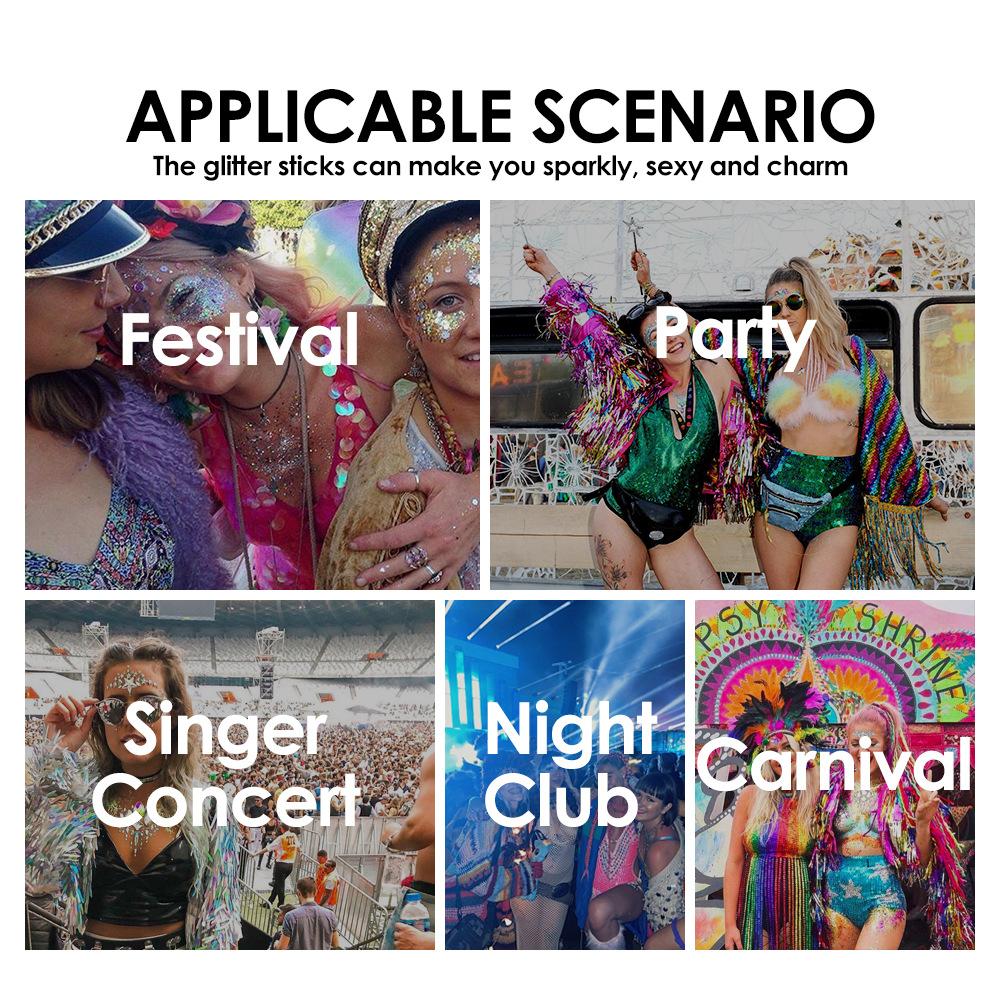 6 Color Sequins Glitter Gel Stick White Silver Pink Eyeshadow Face Body Painting Brighten Stage Makeup Flash Loose Sequins Cream