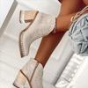 Neues Design Herbst Winter Damen Stiefeletten Bestickt Vintage Kristall Transparent High Heels Mode Lederstiefel Plus Größe 43