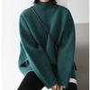 Semi-turtleneck Sweater Women's Autumn and Winter High-end Sense Lazy Wind Loose Medium and Long Bottoming Knitted Sweater Thickened Inside