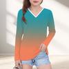 Womens V-Neck Long Sleeve Loose Fit T-Shirt With Polka Dot Print Casual Oversized Top Daily Wear