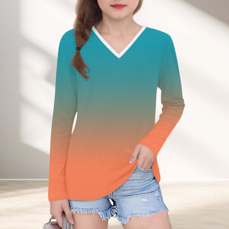 Womens V-Neck Long Sleeve Loose Fit T-Shirt With Polka Dot Print Casual Oversized Top Daily Wear