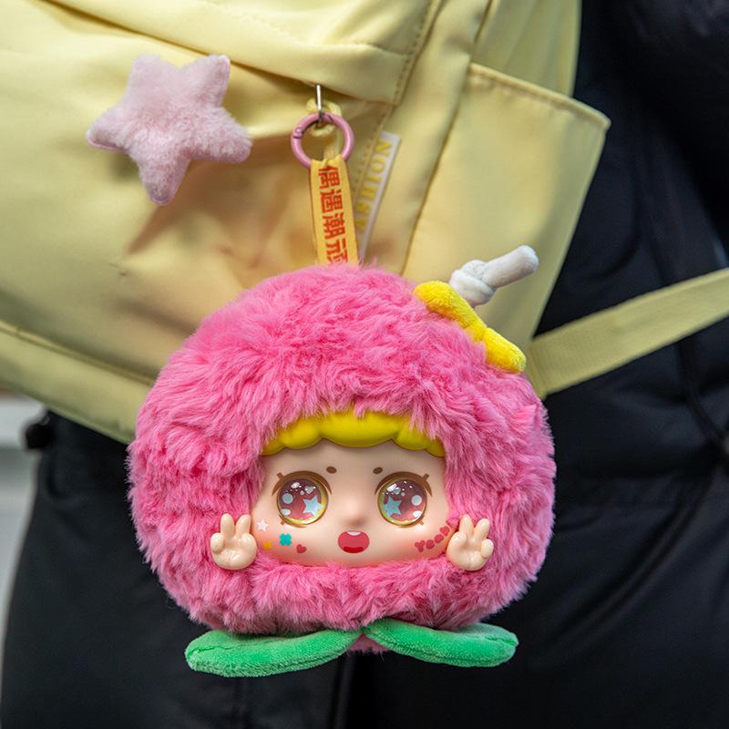 Soft Cute Vinyl Face Apple Bug Plush Backpack Pendant Peach Drink Girl Heart Doll Fruit Blind Box Gift