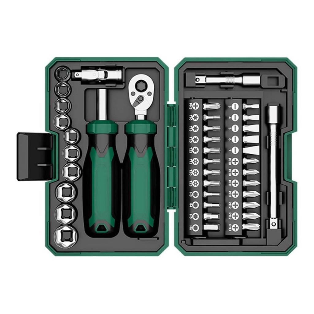 40Pcs/set Ratchet Wrench Screwdriver Household Repair Tool Screw Driver Bit Magnetic 150x95x45mm Hand Power Tool Accessories